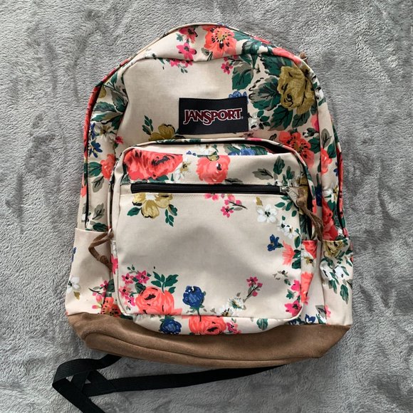 Jansport Bags Jansport Floral Leather Bottom Full Size Backpack